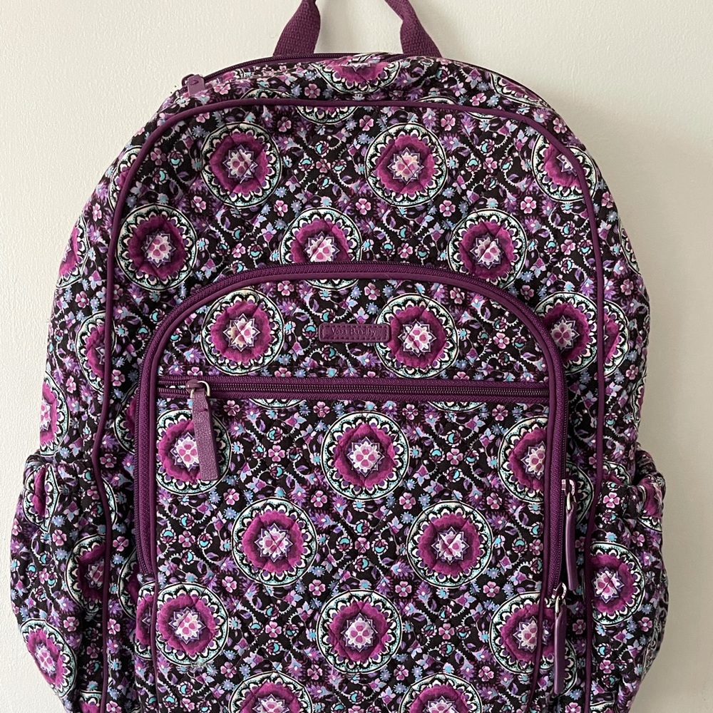 VERA BRADLEY CAMPUS TECH BACKPACK PURPLE MEDALLION